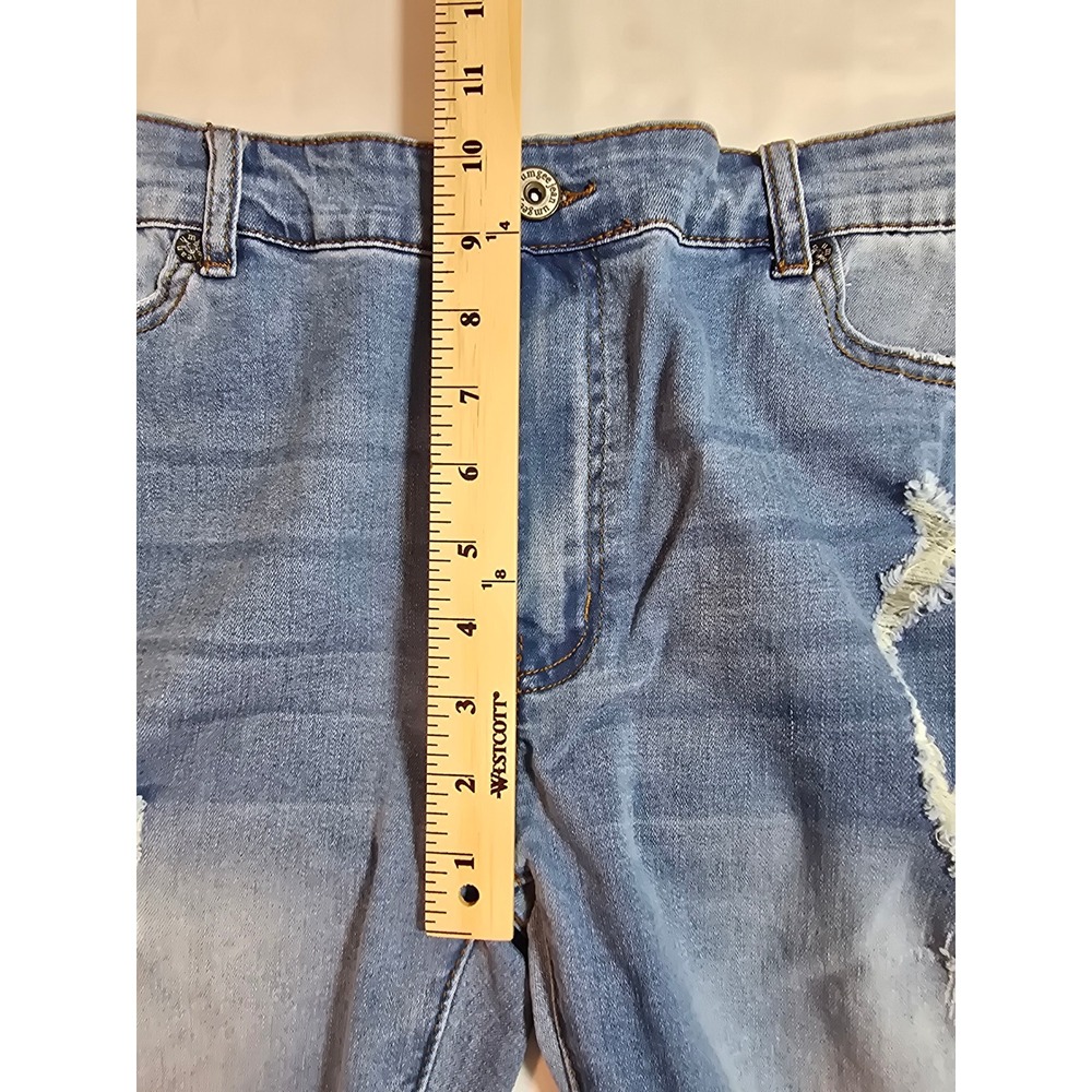 Umgee Denim High Rise Straight Leg Distressed Ripped Jeans Medium Wash Size 7 - Picture 9 of 16